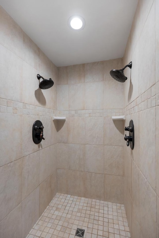 bathroom featuring a tile shower