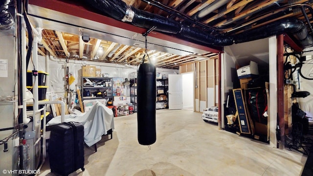 view of unfinished basement
