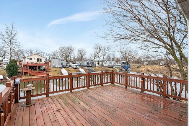 deck with a residential view