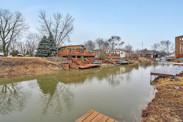 dock area featuring a water view