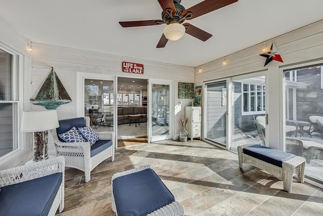 627 68th St, Willowbrook, IL 60527 - sunroom featuring ceiling fan