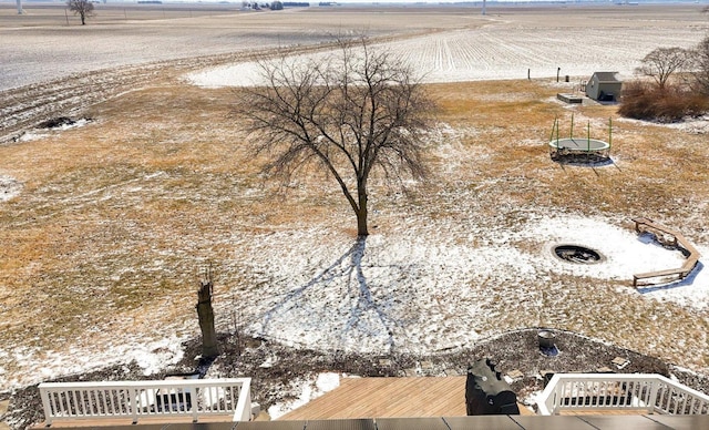 birds eye view of property featuring a rural view