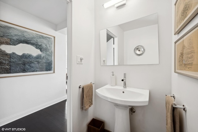 bathroom featuring hardwood / wood-style floors