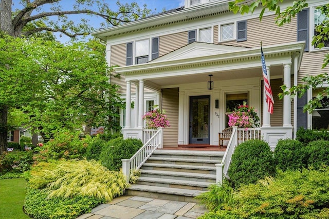 view of front facade featuring covered porch