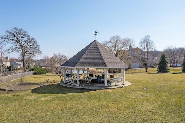 view of yard featuring a gazebo and fence