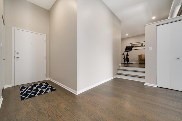 foyer featuring dark wood-type flooring