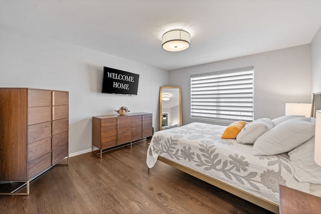 bedroom featuring dark wood-type flooring