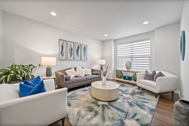 living room with hardwood / wood-style floors