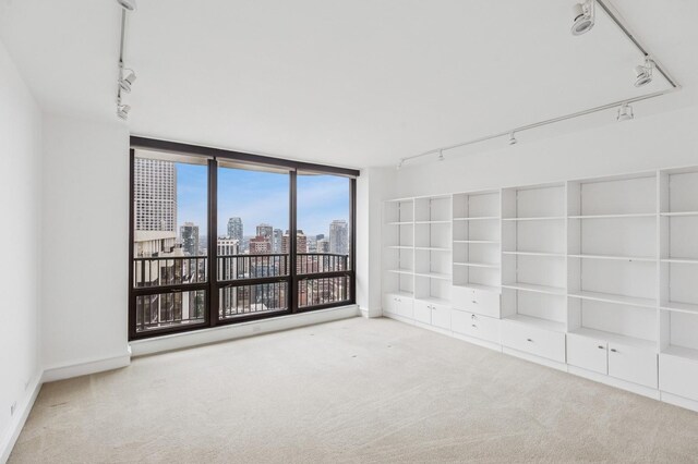 1040 N Lake Shore Dr Unit 34C, Chicago, IL 60611 - unfurnished room featuring track lighting, carpet, and a skyline view