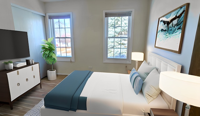 bedroom featuring dark wood-style floors