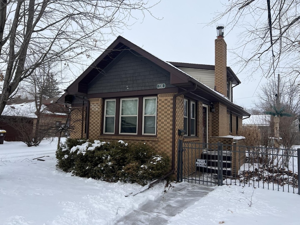 view of snow covered exterior