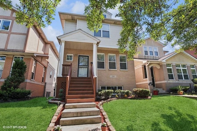 view of front of home with a front yard