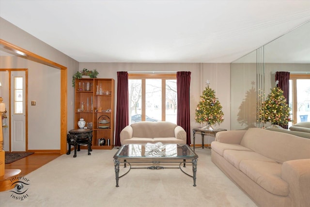 carpeted living room featuring a healthy amount of sunlight