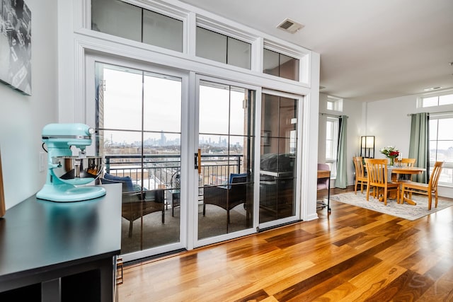 entryway with hardwood / wood-style floors