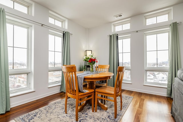 dining room with hardwood / wood-style floors and plenty of natural light