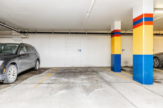 garage with a garage door opener