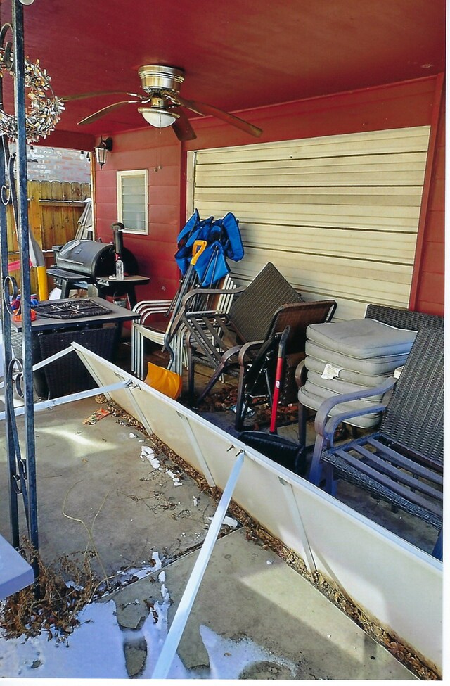 49 W 83rd St, Chicago, IL 60620 - exterior space with ceiling fan and fence