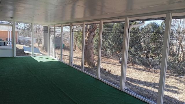 view of unfurnished sunroom