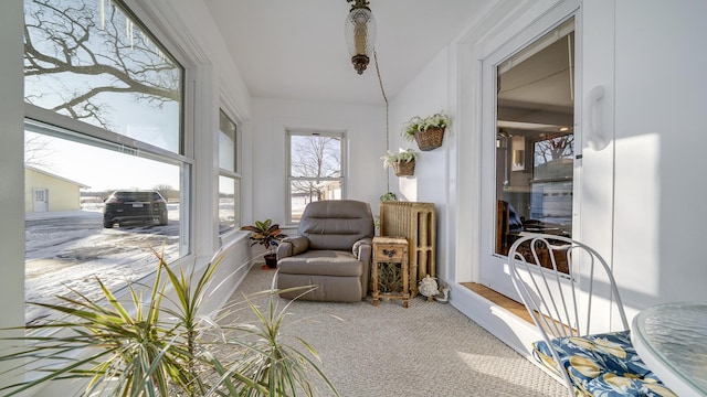 sunroom with lofted ceiling