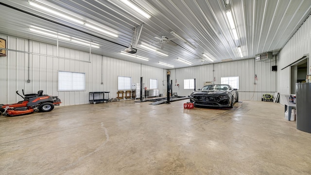 garage with a garage door opener