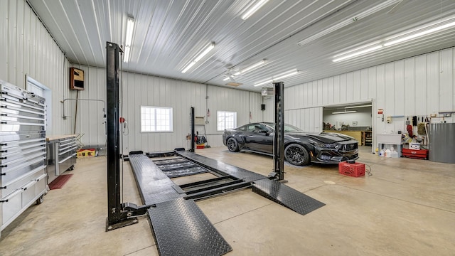 garage featuring a workshop area