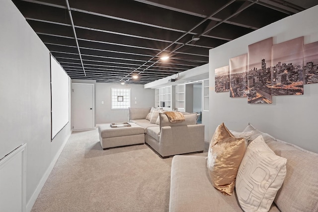 living room with carpet floors