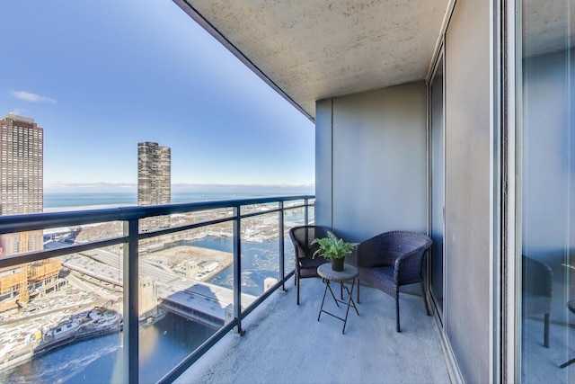 balcony with a water view