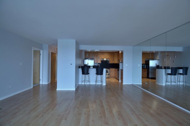 unfurnished living room with light hardwood / wood-style floors