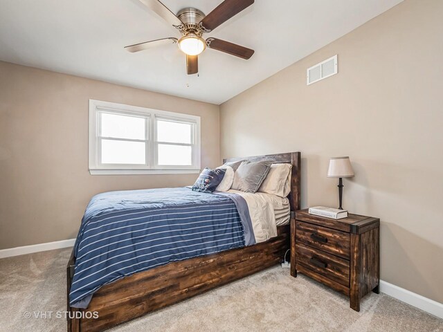 carpeted home office featuring ceiling fan and recessed lighting