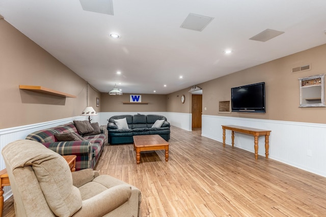 living room featuring light hardwood / wood-style floors