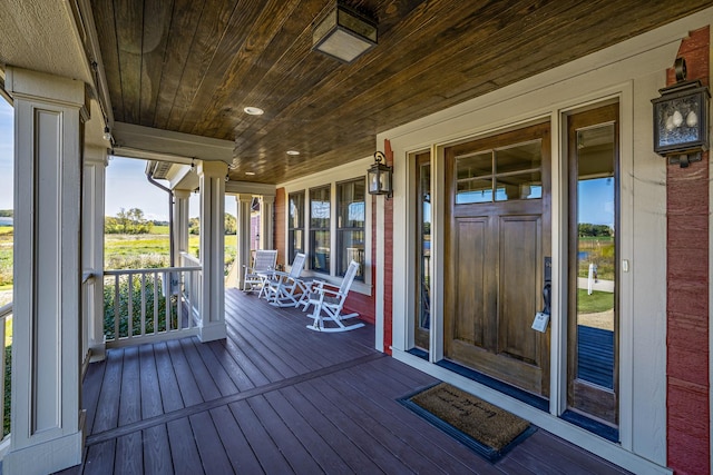 wooden deck with covered porch