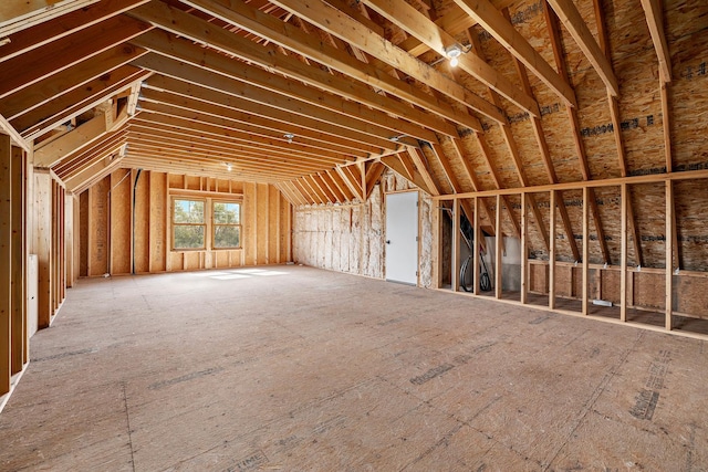 view of unfinished attic