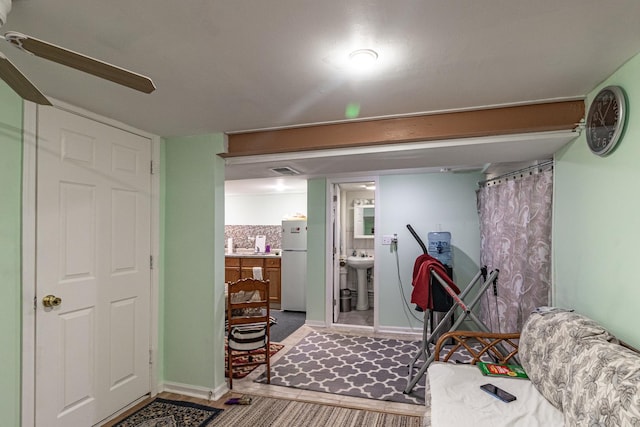 interior space featuring visible vents and baseboards