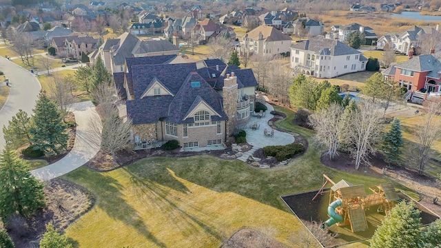 drone / aerial view with a residential view