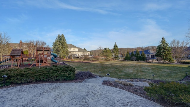 view of yard featuring a playground