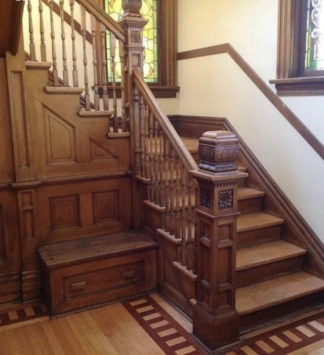 420 N Marion St, Oak Park, IL 60302 - stairs featuring wood finished floors