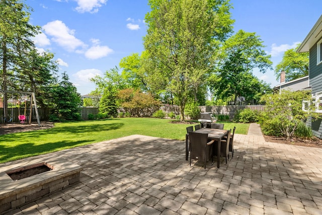 view of patio / terrace featuring outdoor dining area and a fenced backyard