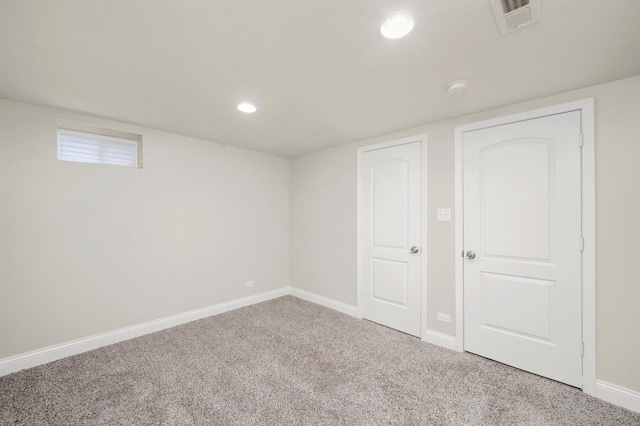 basement with carpet