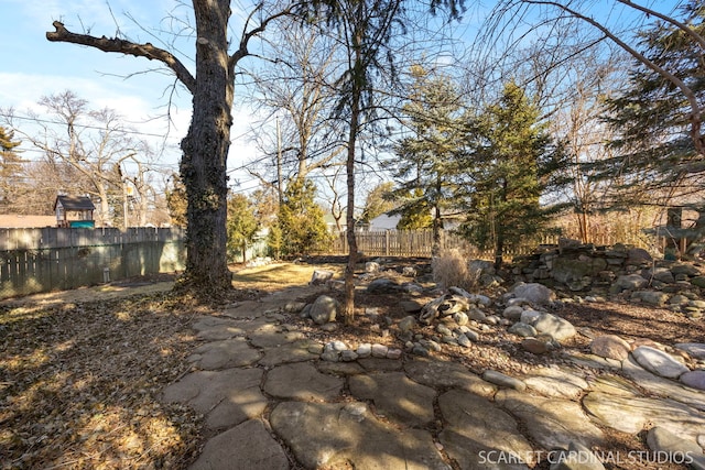 view of yard featuring fence