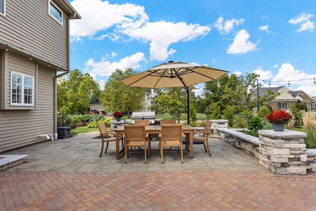 view of patio / terrace with outdoor dining area and grilling area