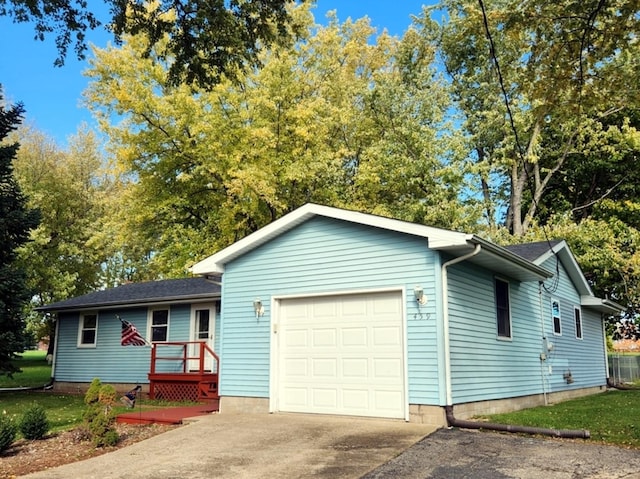 single story home with a garage