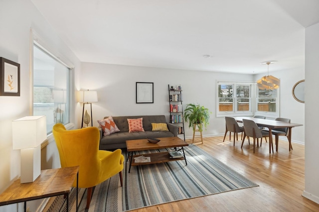 living room featuring light hardwood / wood-style flooring