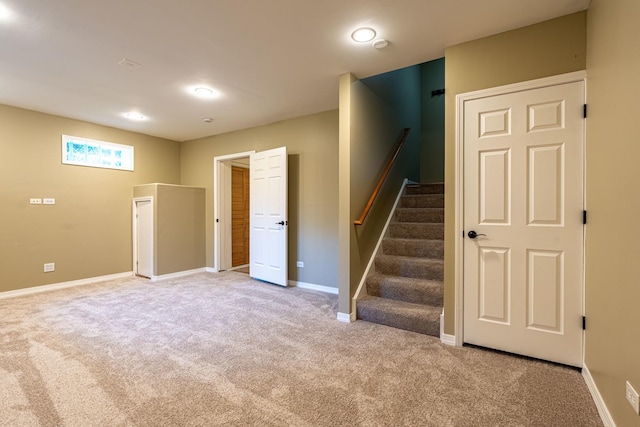6074 Ironwood Ln, Lisle, IL 60532 - below grade area featuring carpet floors, stairway, baseboards, and recessed lighting