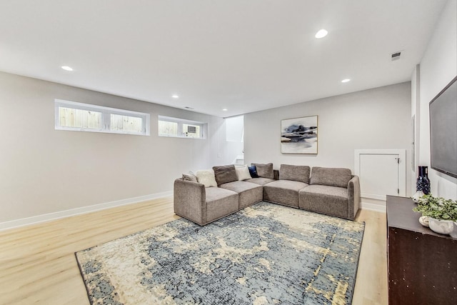 living room with wood-type flooring