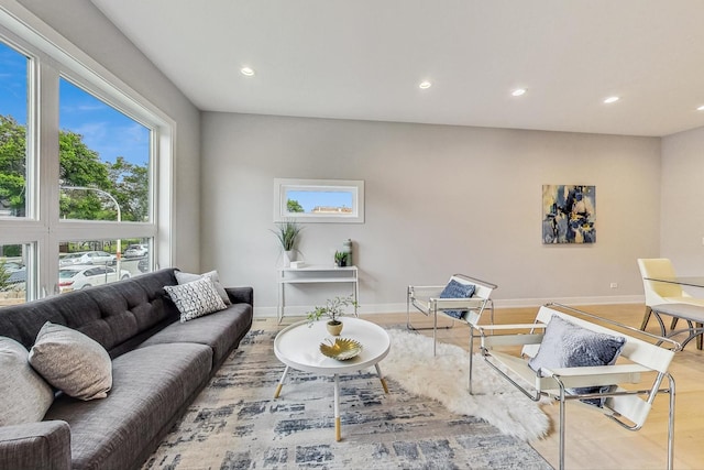 living room with hardwood / wood-style flooring