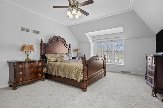 bedroom with visible vents, baseboards, and carpet