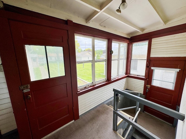 1313 Porter Ave, Lasalle, IL 61301 - sunroom with carpet floors and beam ceiling