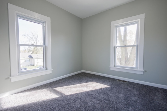 empty room with a wealth of natural light and carpet floors