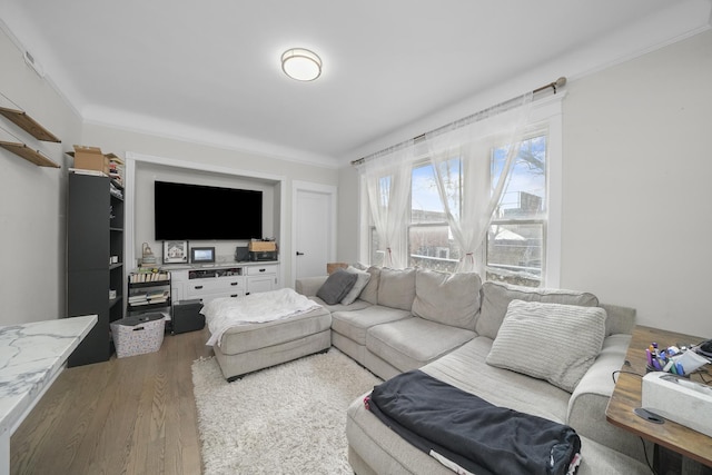 living room with hardwood / wood-style floors