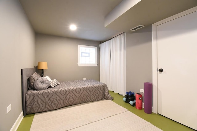 bedroom with visible vents